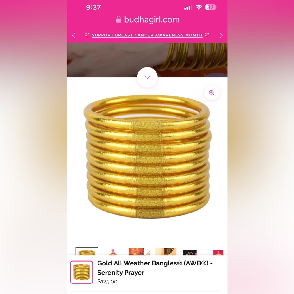 Budhagirl Gold all weather bangles - set of 9, XL